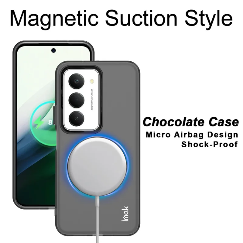 IMAK voor Xiaomi Redmi 15 4G (EU) (171 mm) / Redmi 15 5G (EU) (171 mm) hoes compatibel met MagSafe PC + TPU beschermende telefoon achterkant - Zwart