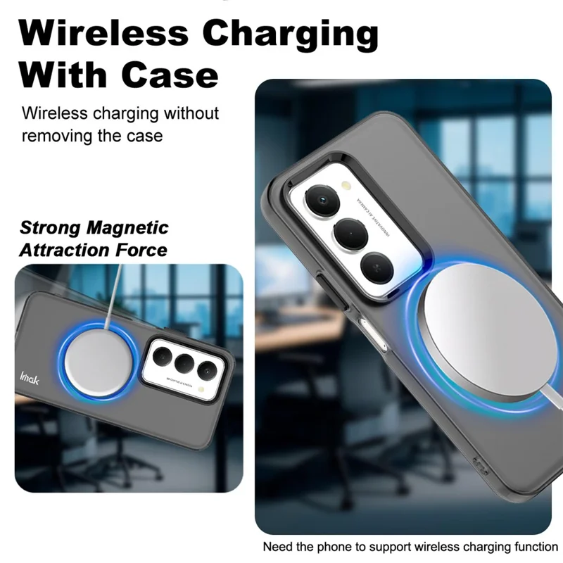 IMAK voor Xiaomi Redmi 15 4G (EU) (171 mm) / Redmi 15 5G (EU) (171 mm) hoes compatibel met MagSafe PC + TPU beschermende telefoon achterkant - Zwart