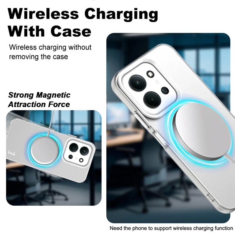 IMAK For Xiaomi Redmi 15C 4G (Global) (171mm) / Poco C85 4G (171mm) Case Magnetic Case PC + TPU Protective Phone Back Cover - White