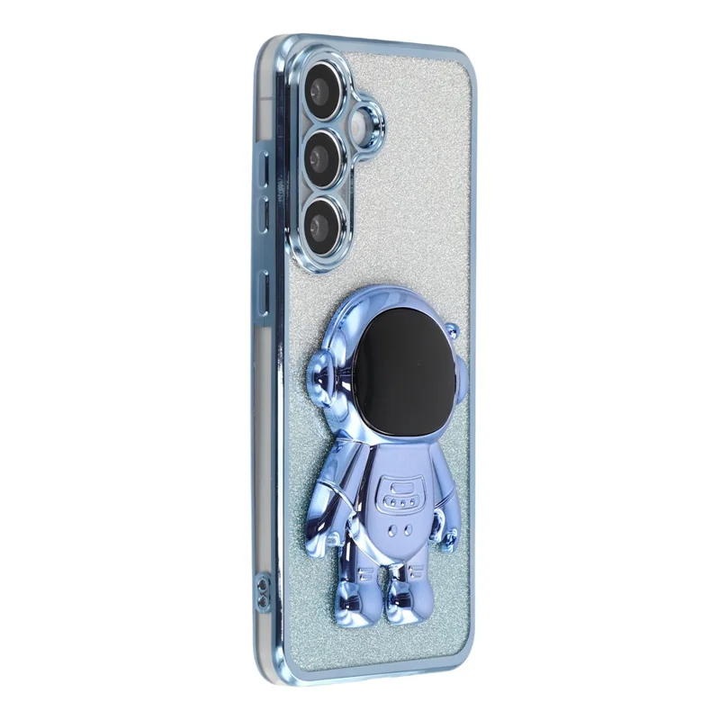 For Samsung Galaxy S24 FE Case with Astronaut Kickstand PC + TPU Phone Cover Shiny Glitter - Blue