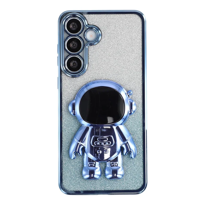 For Samsung Galaxy S24 FE Case with Astronaut Kickstand PC + TPU Phone Cover Shiny Glitter - Blue