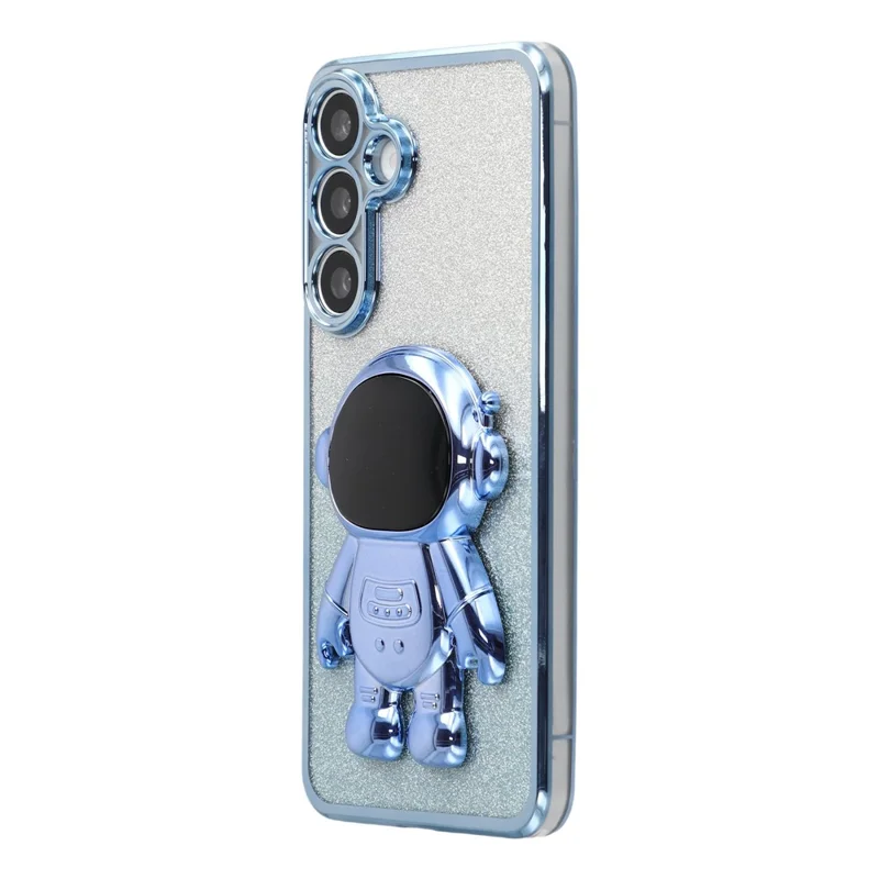 For Samsung Galaxy S24 FE Case with Astronaut Kickstand PC + TPU Phone Cover Shiny Glitter - Blue