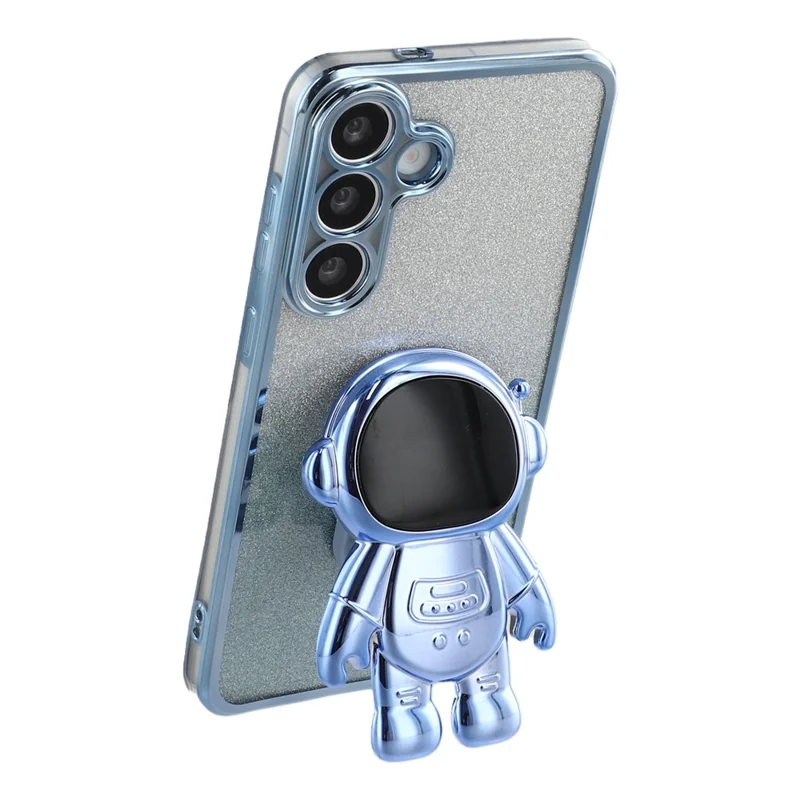 For Samsung Galaxy S24 FE Case with Astronaut Kickstand PC + TPU Phone Cover Shiny Glitter - Blue