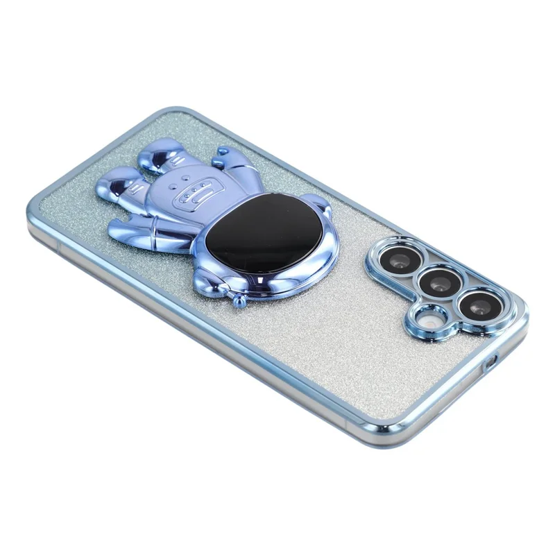 For Samsung Galaxy S24 FE Case with Astronaut Kickstand PC + TPU Phone Cover Shiny Glitter - Blue