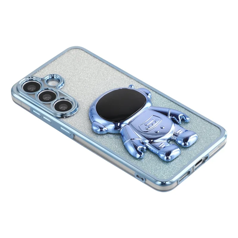 For Samsung Galaxy S24 FE Case with Astronaut Kickstand PC + TPU Phone Cover Shiny Glitter - Blue