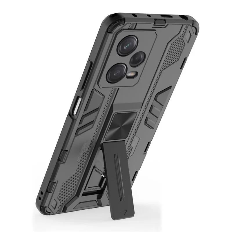For Xiaomi Redmi Note 12 Pro 5G Hybrid Soft TPU Hard PC Non-slip Protective Case Kickstand Anti-Scratch Phone Cover - Black