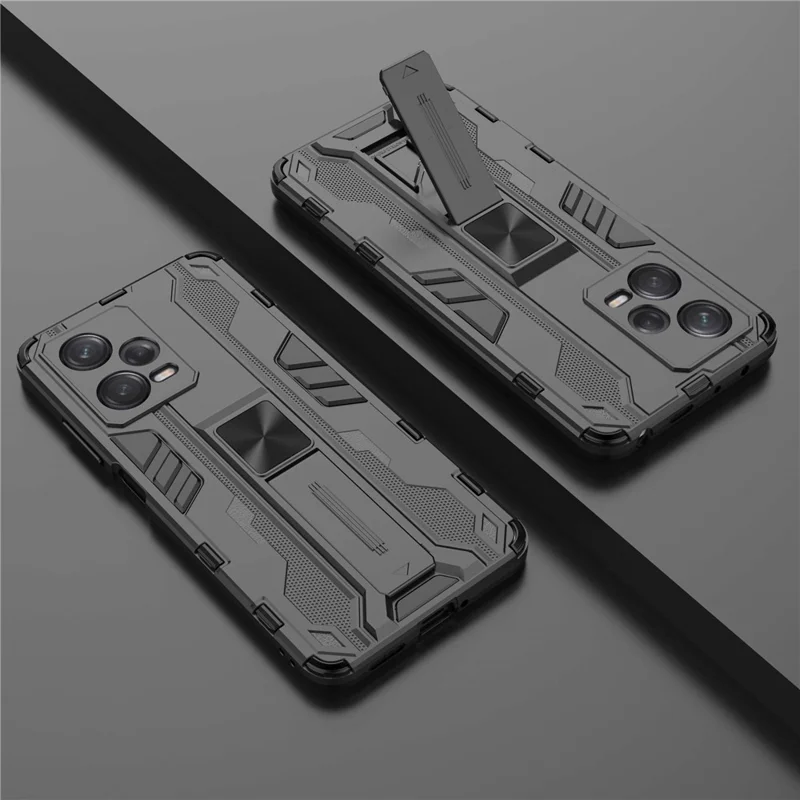 For Xiaomi Redmi Note 12 Pro 5G Hybrid Soft TPU Hard PC Non-slip Protective Case Kickstand Anti-Scratch Phone Cover - Black
