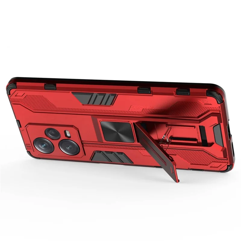 For Xiaomi Redmi Note 12 Pro+ 5G Soft TPU Hard PC Dual Layer Shock-Absorption Cover Kickstand Anti-Scratch Protective Phone Case - Red