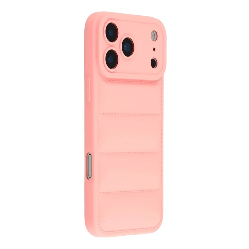 For iPhone 17 Pro Max TPU Case Down Jacket Design Shock-Absorbent Phone Protector - Pink
