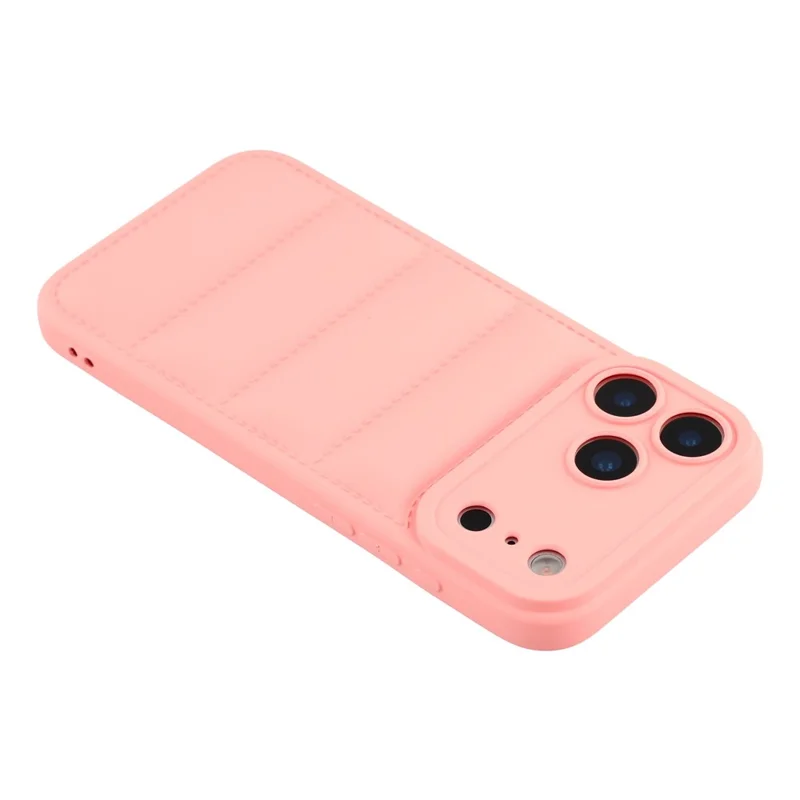 For iPhone 17 Pro Max TPU Case Down Jacket Design Shock-Absorbent Phone Protector - Pink