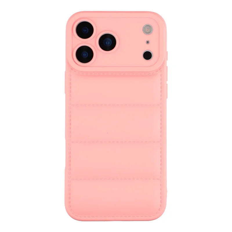 For iPhone 17 Pro TPU Case Down Jacket Design Shock-Absorbent Phone Protector - Pink