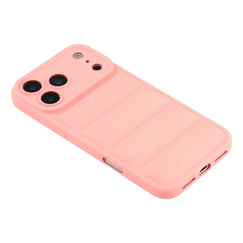 For iPhone 17 Pro TPU Case Down Jacket Design Shock-Absorbent Phone Protector - Pink