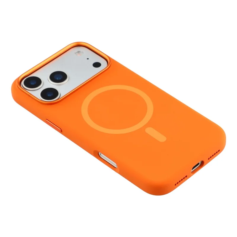 MUTURAL Hülle für iPhone 17 Pro Max kompatibel mit MagSafe, Flüssigsilikon + PC-Rückseite mit Metallkamerarahmen - Orange