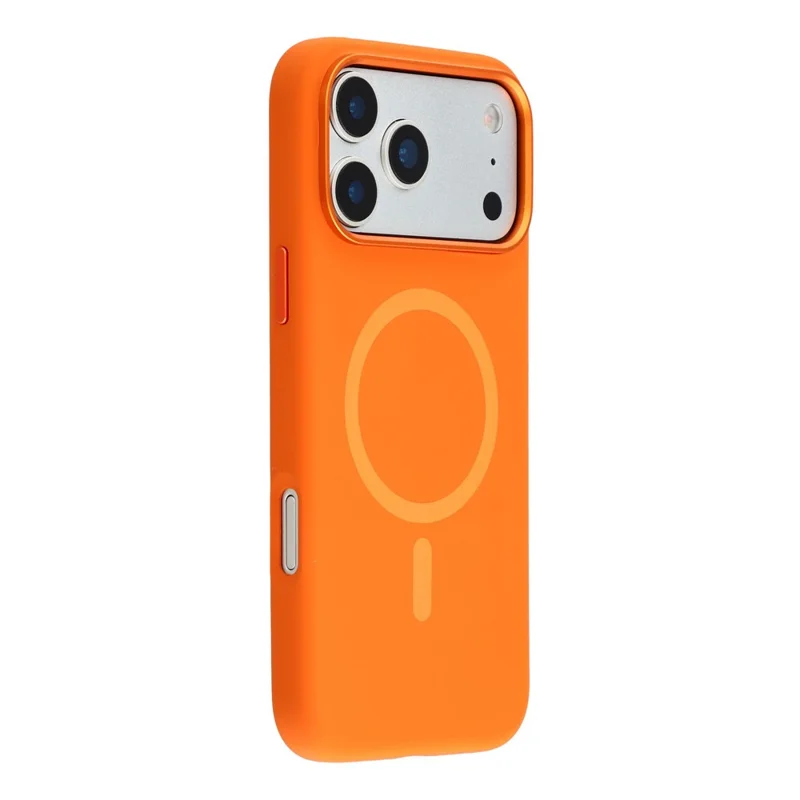 MUTURAL Funda para iPhone 17 Pro Compatible con MagSafe Silicona Líquida + Cubierta Trasera de PC con Marco de Metal para Cámara - Naranja
