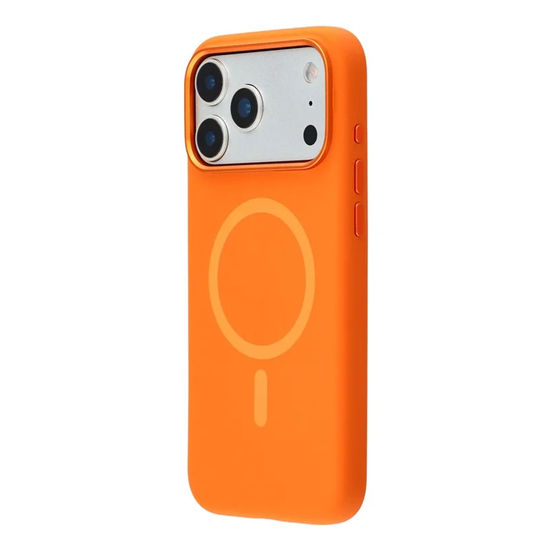 MUTURAL Funda para iPhone 17 Pro Compatible con MagSafe Silicona Líquida + Cubierta Trasera de PC con Marco de Metal para Cámara - Naranja