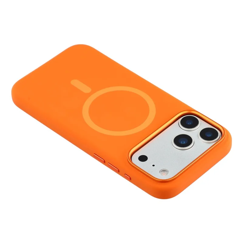 MUTURAL Funda para iPhone 17 Pro Compatible con MagSafe Silicona Líquida + Cubierta Trasera de PC con Marco de Metal para Cámara - Naranja