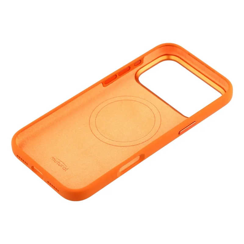 MUTURAL Funda para iPhone 17 Pro Compatible con MagSafe Silicona Líquida + Cubierta Trasera de PC con Marco de Metal para Cámara - Naranja