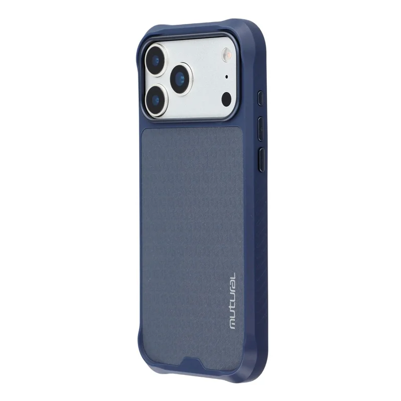 MUTURAL Для iPhone 17 Pro Max Магнитный чехол из кожи с покрытием TPU + PC Чехол для телефона с металлической рамкой для камеры - темно-синий