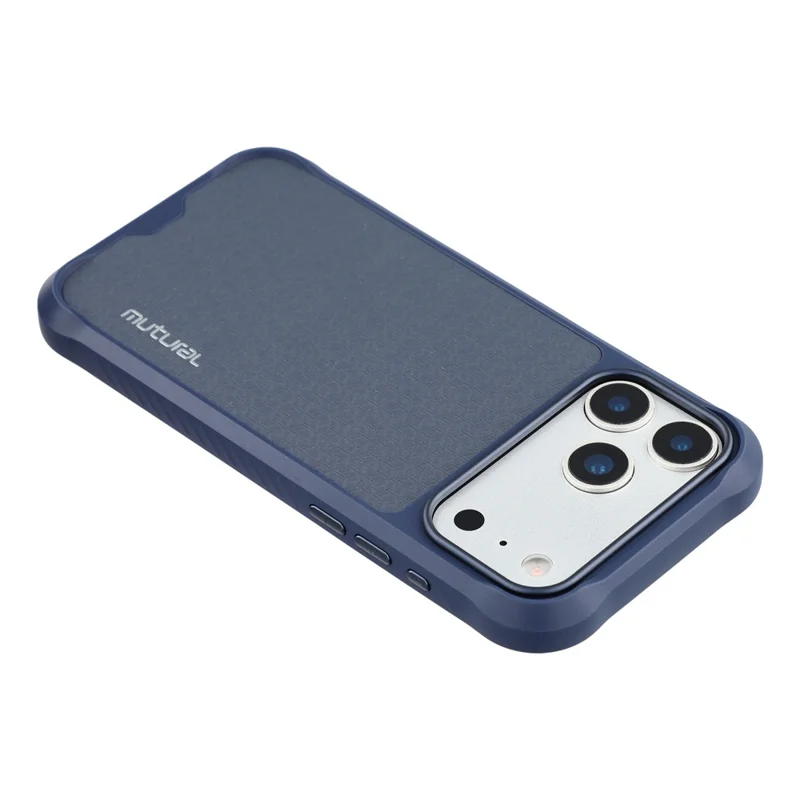 MUTURAL Funda magnética para iPhone 17 Pro, revestida de cuero TPU + PC, con marco de metal para la cámara - Azul oscuro