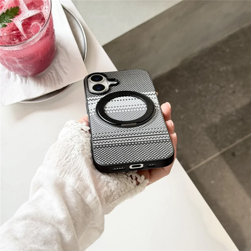 Für iPhone 16 Magnetische Hülle Rotation Ständer PU-Leder + TPU Handyhülle - Grau