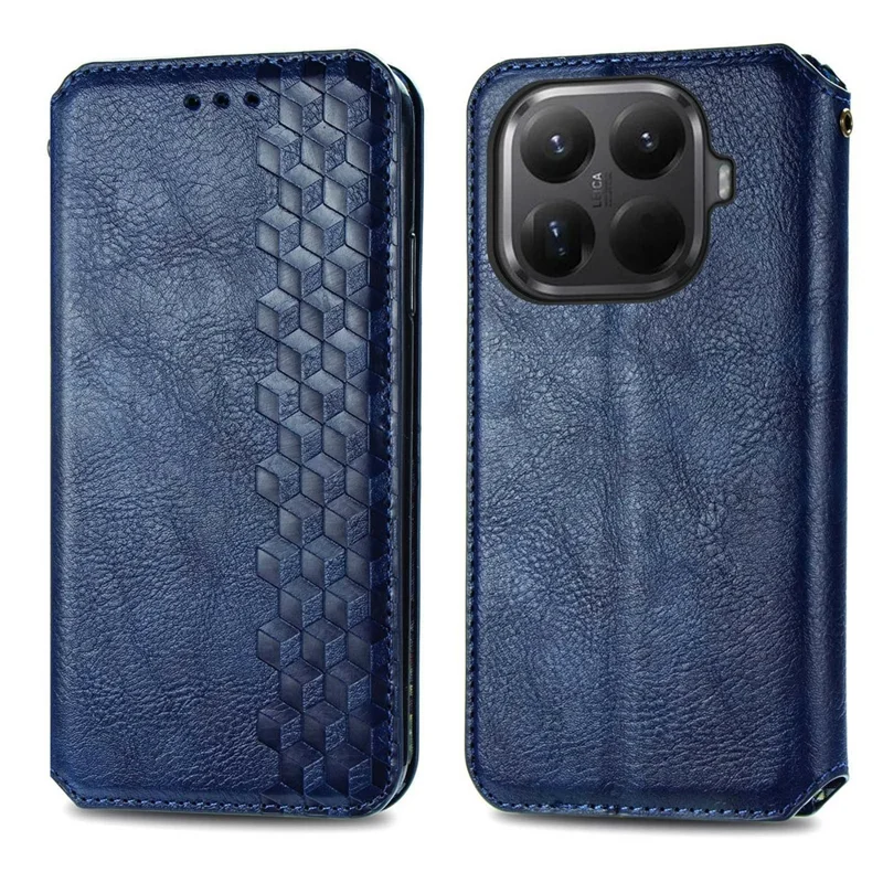 Xiaomi 15T Pro hoesje met ruitpatroon PU-lederen portemonnee hoes - Blauw
