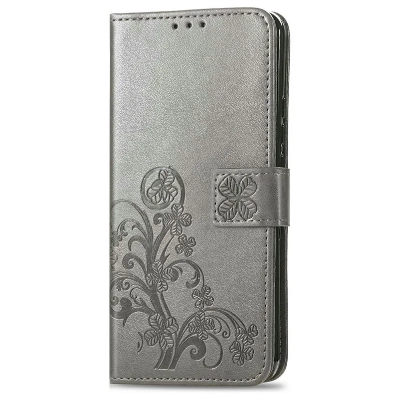 For Xiaomi 15T Pro Leather Case Four-Leaf Clover Wallet Phone Cover - Grey