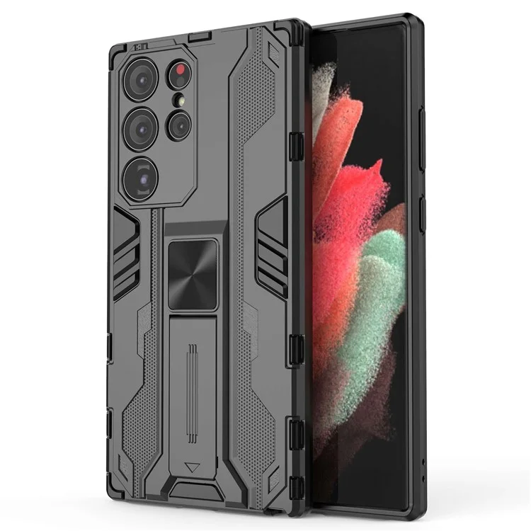 Для Samsung Galaxy S23 Ultra Hybrid Hard PC Soft TPU Shockproof Phone Case Kickstand Non-slip Protective Cover - Black