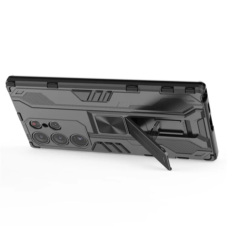 Для Samsung Galaxy S23 Ultra Hybrid Hard PC Soft TPU Shockproof Phone Case Kickstand Non-slip Protective Cover - Black