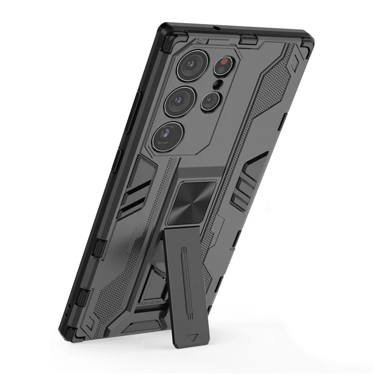 Для Samsung Galaxy S23 Ultra Hybrid Hard PC Soft TPU Shockproof Phone Case Kickstand Non-slip Protective Cover - Black