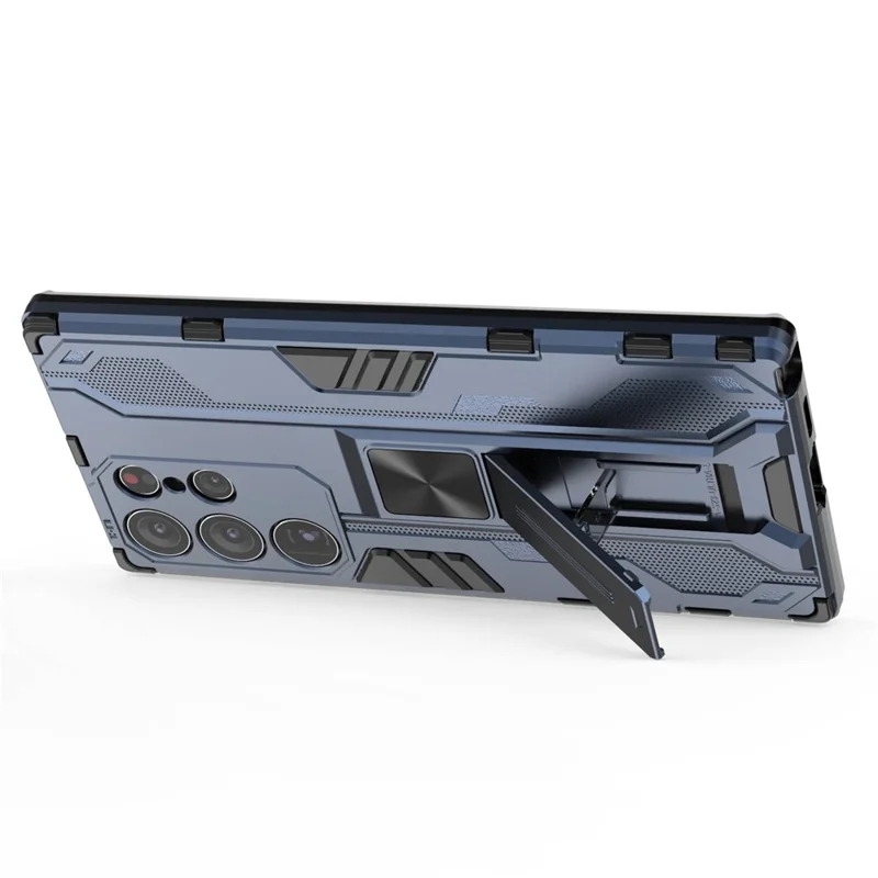 For Samsung Galaxy S23 Ultra Hybrid Hard PC Soft TPU Shockproof Phone Case Kickstand Non-slip Protective Cover - Blue