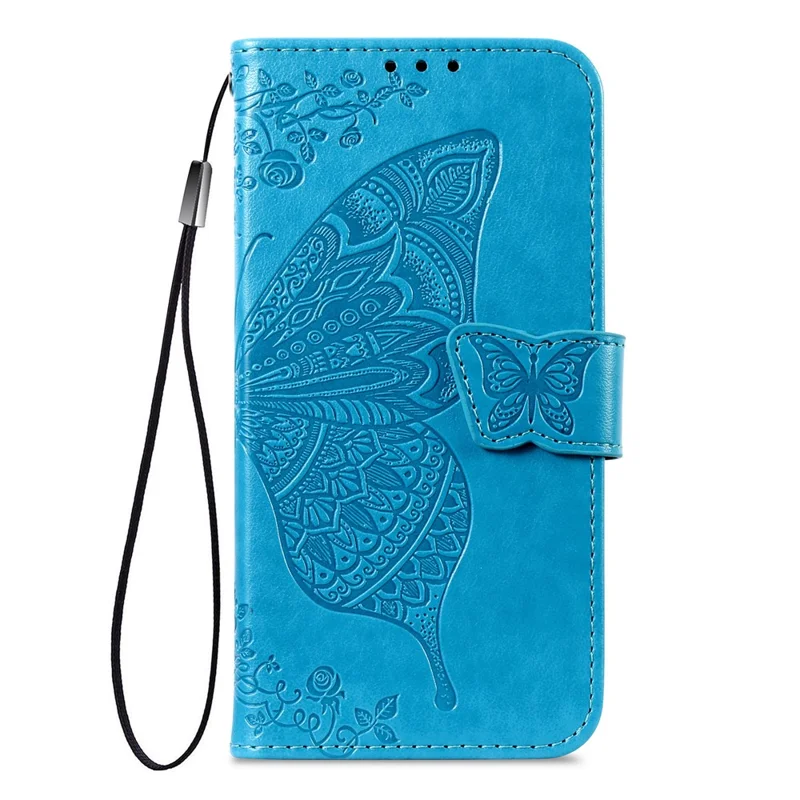 For Xiaomi 15T Case with Strap Butterfly Pattern PU Leather Wallet Phone Cover - Blue