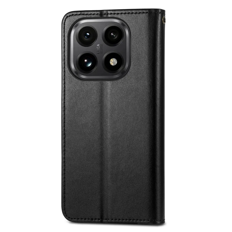 Capa de Couro com Suporte e Alça de Pulso para Xiaomi 15T - Preto