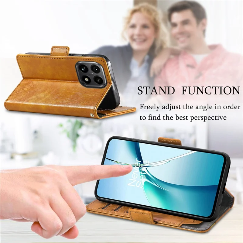 CASENEO For Xiaomi 15T Phone Cases PU Leather Cover Stand with RFID Blocking Wallet - Light Brown
