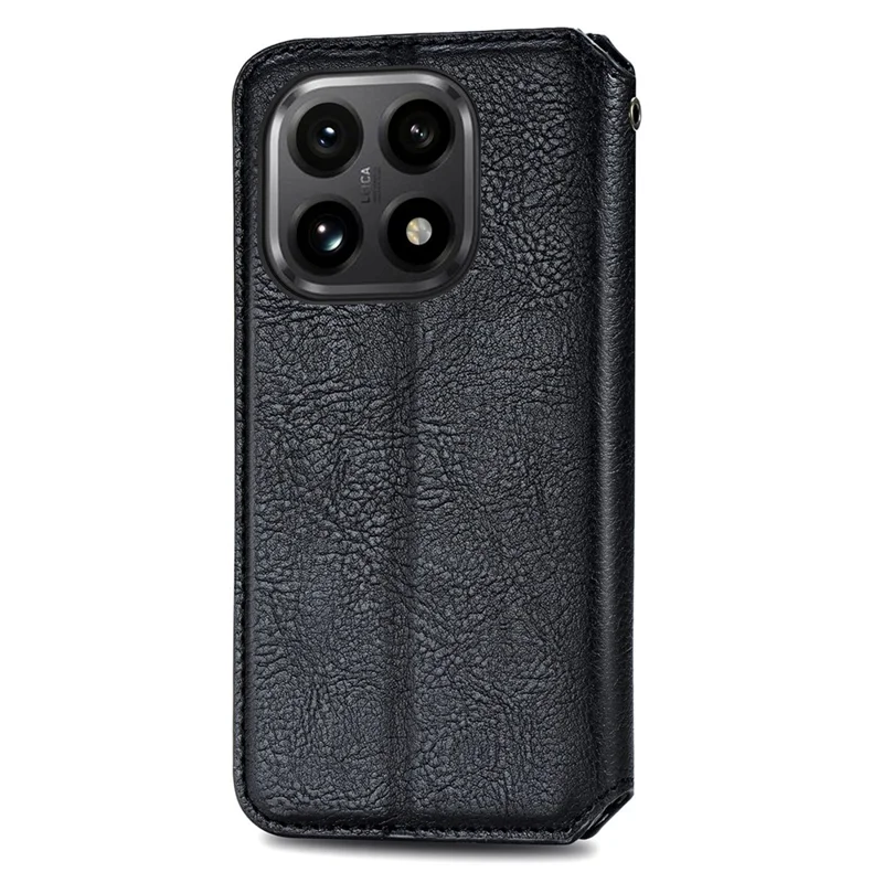 Futerał do Xiaomi 15T z romboidalnym nadrukiem, antyrysikowa skórzana obudowa portfelowa z kieszenią na karty - Czarny