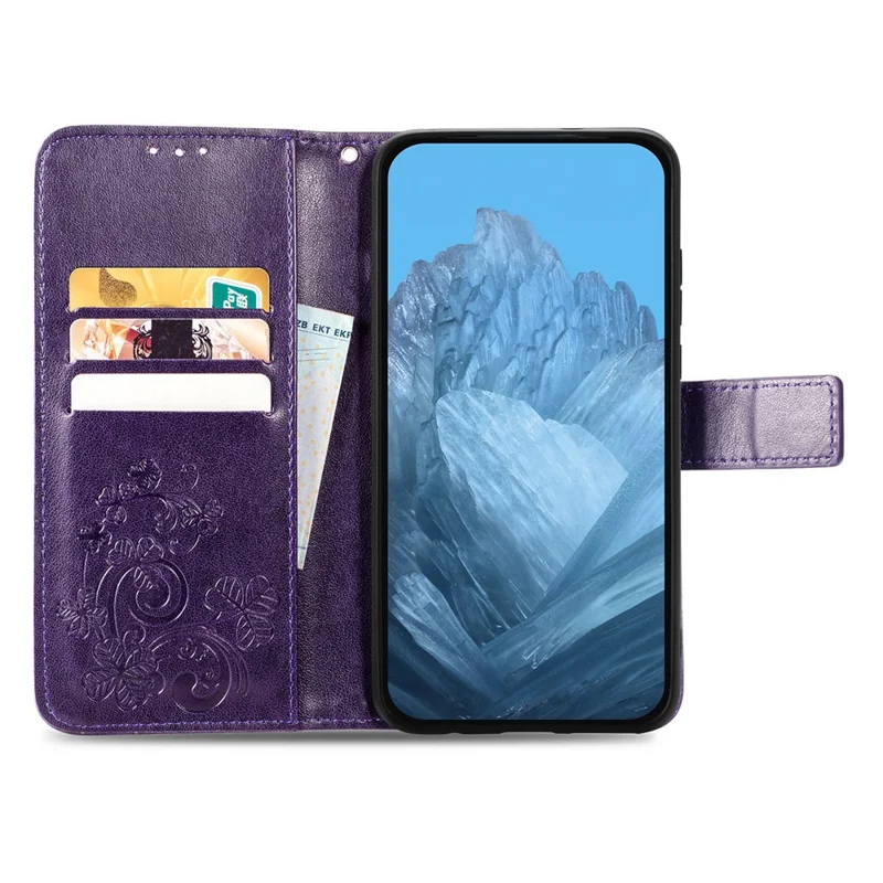 For Xiaomi 15T Leather Case Four-Leaf Clover Wallet Phone Cover - Purple