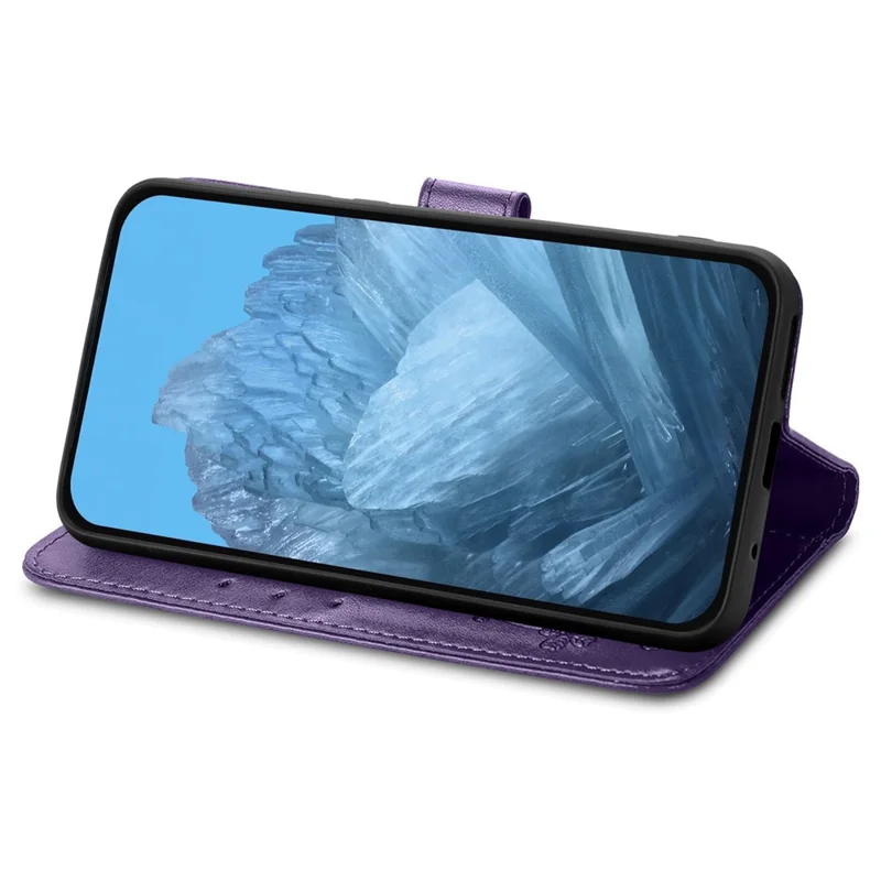 For Xiaomi 15T Leather Case Four-Leaf Clover Wallet Phone Cover - Purple