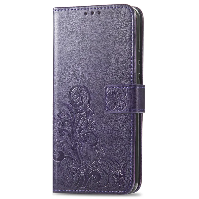 For Xiaomi 15T Leather Case Four-Leaf Clover Wallet Phone Cover - Purple