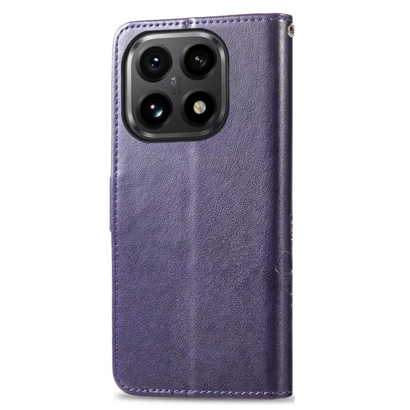 For Xiaomi 15T Leather Case Four-Leaf Clover Wallet Phone Cover - Purple
