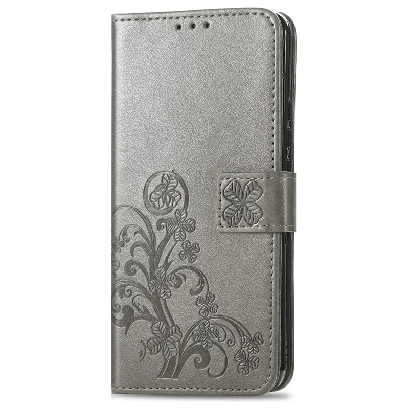 For Xiaomi 17 Pro Leather Case Four-Leaf Clover Wallet Phone Cover - Grey