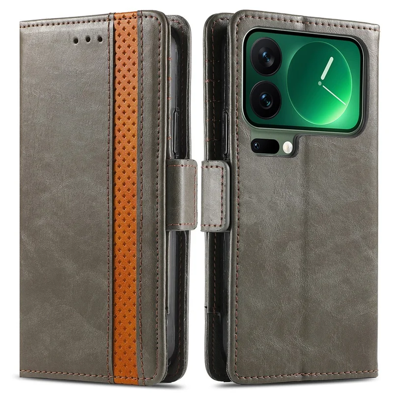 CASENEO For Xiaomi 17 Pro Max Phone Cases PU Leather Cover Stand with RFID Blocking Wallet - Grey