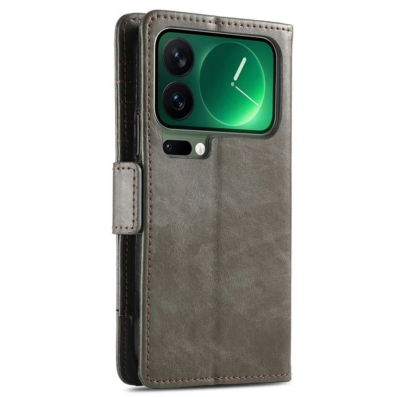 CASENEO For Xiaomi 17 Pro Max Phone Cases PU Leather Cover Stand with RFID Blocking Wallet - Grey