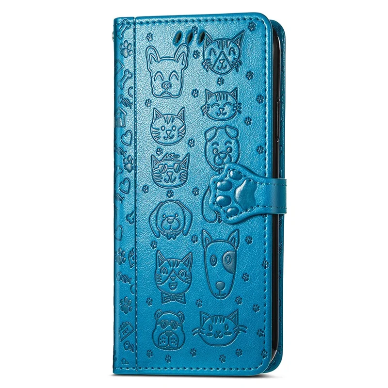 Étui de téléphone à rabat en cuir pour Xiaomi 17 Pro Max avec motif de chat et de chien mignon - Bleu