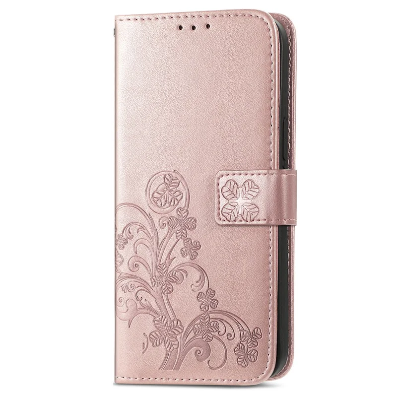 For Xiaomi 17 Pro Max Leather Case Four-Leaf Clover Wallet Phone Cover - Rose Gold