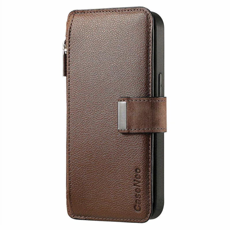 CASENEO MW-02 Phone Case For Xiaomi Redmi 15C 5G (EU) (173mm)  /  15C 4G (EU) (173mm) Detachable Magnetic Leather Flip Cover - Brown