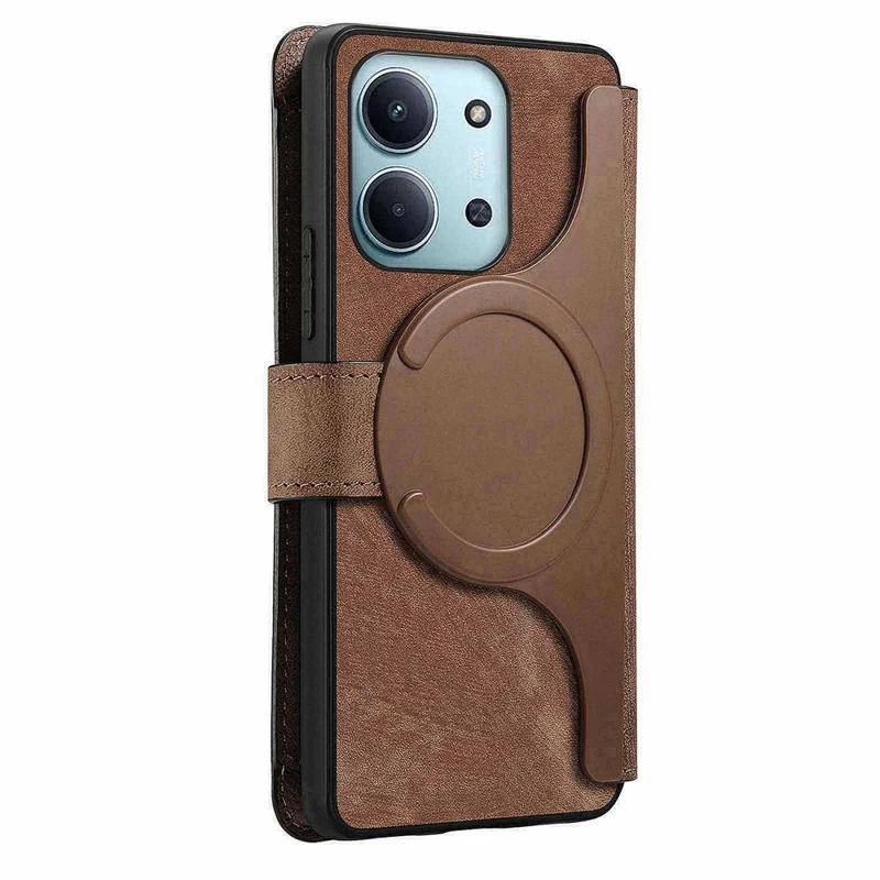 CASENEO MW-02 Phone Case For Xiaomi Redmi 15C 5G (EU) (173mm)  /  15C 4G (EU) (173mm) Detachable Magnetic Leather Flip Cover - Brown
