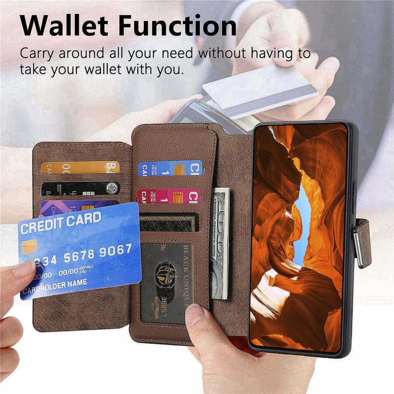 CASENEO MW-02 Phone Case For Xiaomi Redmi 15C 5G (EU) (173mm)  /  15C 4G (EU) (173mm) Detachable Magnetic Leather Flip Cover - Brown