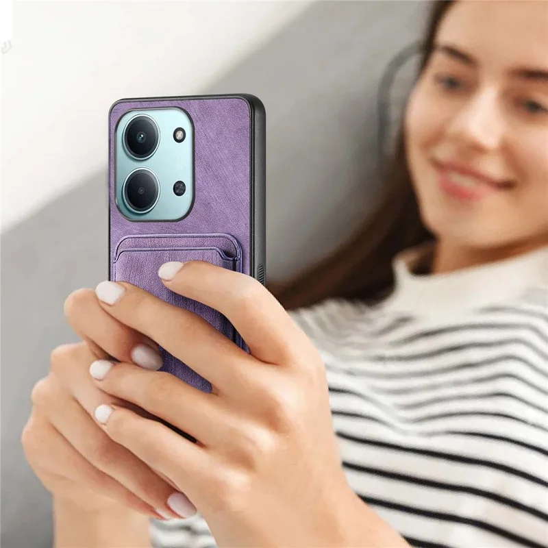 Custodia magnetica per Xiaomi Redmi 15C 5G (EU) (173 mm) / 15C 4G (EU) (173 mm) Retro in pelle + Custodia per telefono TPU con slot per schede staccabile - Marrone