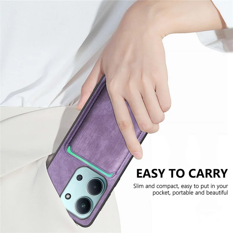 Custodia magnetica per Xiaomi Redmi 15C 5G (EU) (173 mm) / 15C 4G (EU) (173 mm) Retro in pelle + Custodia per telefono TPU con slot per schede staccabile - Marrone