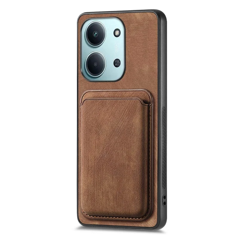 Custodia magnetica per Xiaomi Redmi 15C 5G (EU) (173 mm) / 15C 4G (EU) (173 mm) Retro in pelle + Custodia per telefono TPU con slot per schede staccabile - Marrone