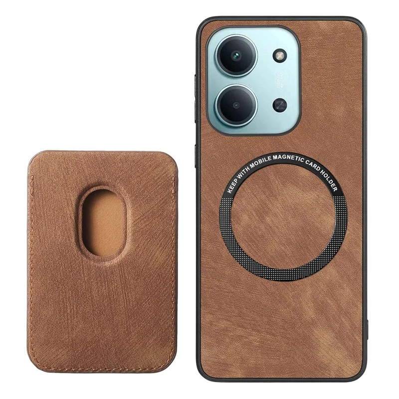 Custodia magnetica per Xiaomi Redmi 15C 5G (EU) (173 mm) / 15C 4G (EU) (173 mm) Retro in pelle + Custodia per telefono TPU con slot per schede staccabile - Marrone